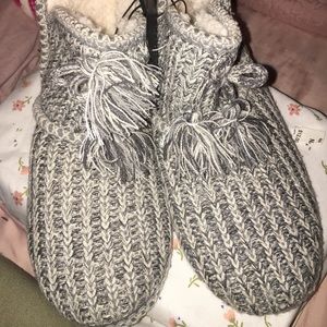 Grey knitted slippers new **Proceeds to Charity**